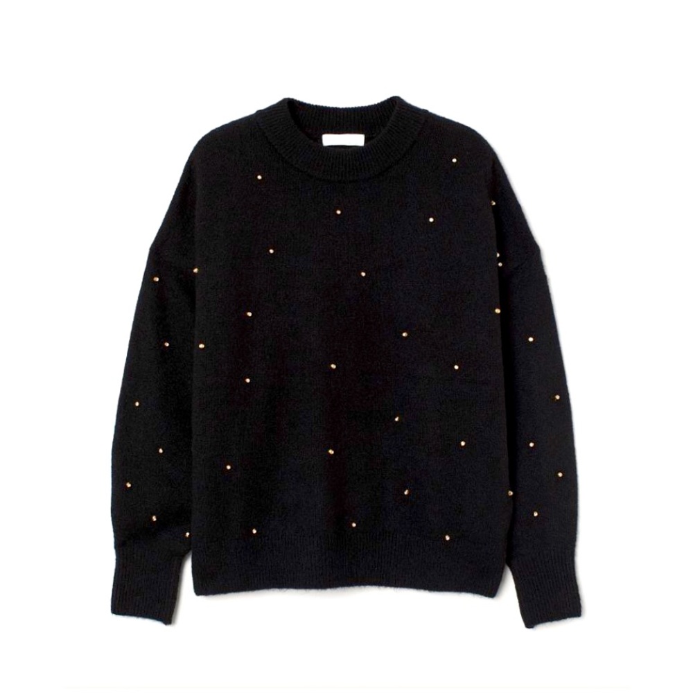 H&M stud-embellished sweater in soft knit fabric